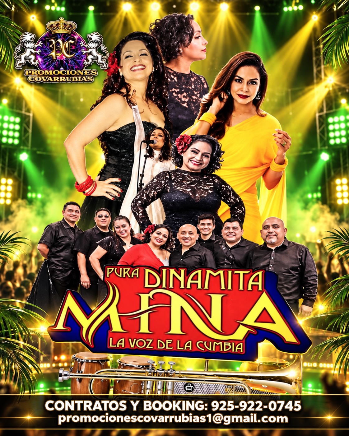 Flyer de Mina y su Sonora Pura Dinamita, La Voz de la Cumbia